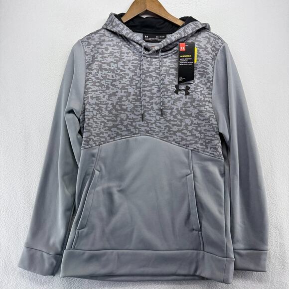 Under Armour Sweatshirt men's Small Gray Camo Pullover Storm Coldgear Loose NEW - Picture 1 of 11
